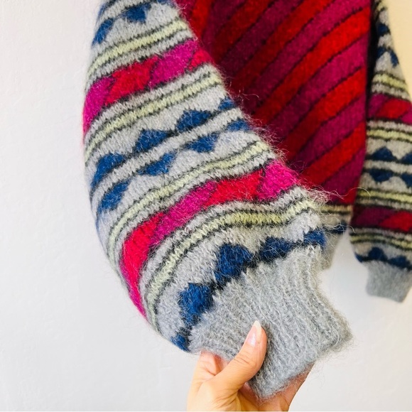 Vintage Oversized Chunky Knit Balloon Sleeve Wool Sweater - Picture 5 of 7